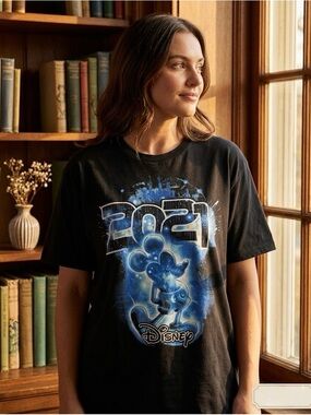 Disney Mickey Mouse 2021 Glow In The Dark Graphic Short Sleeve Tee Size Large